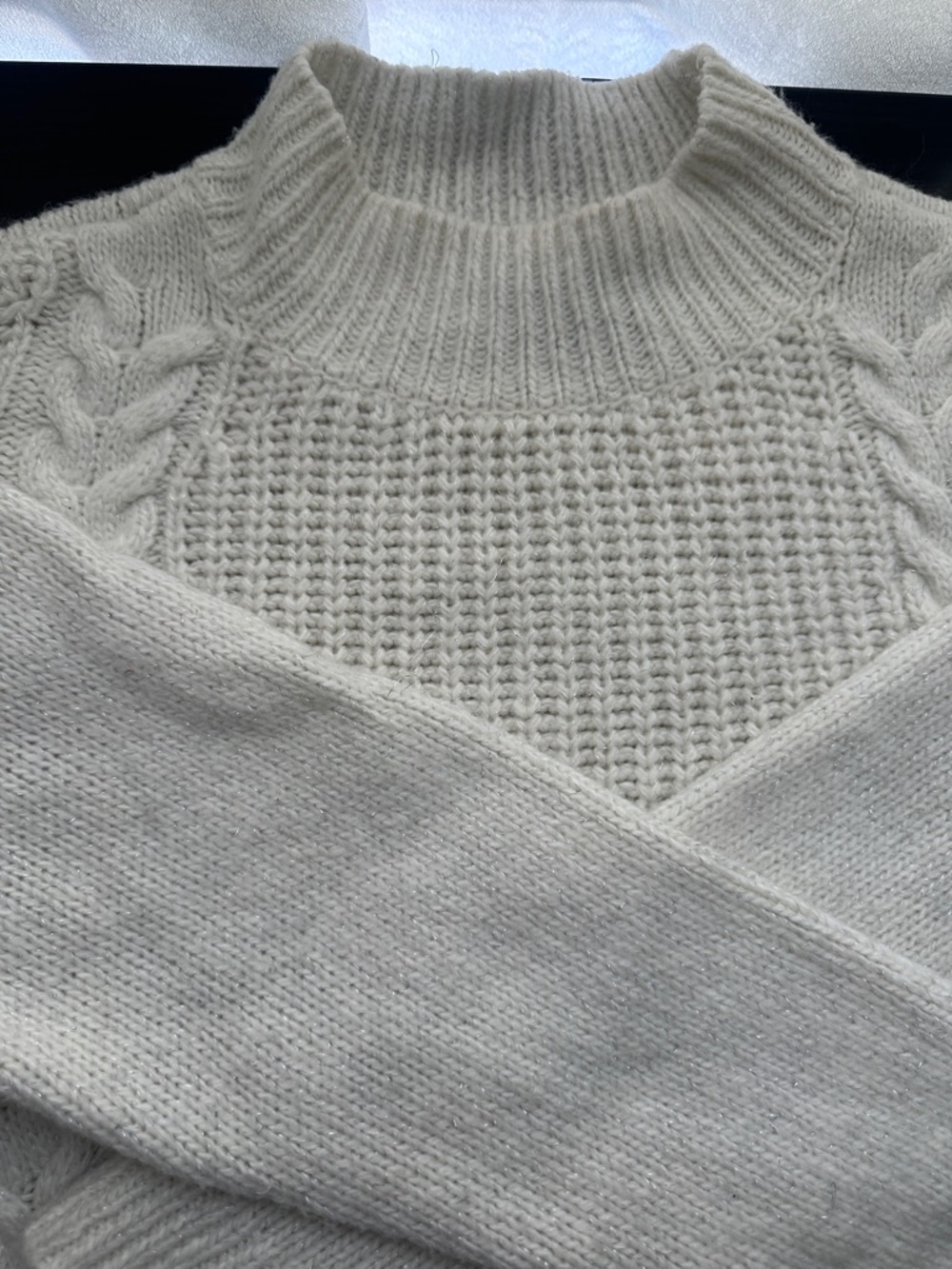 Simply Vera Vera Wang Cream Ribbed Mock Neck Sweater
